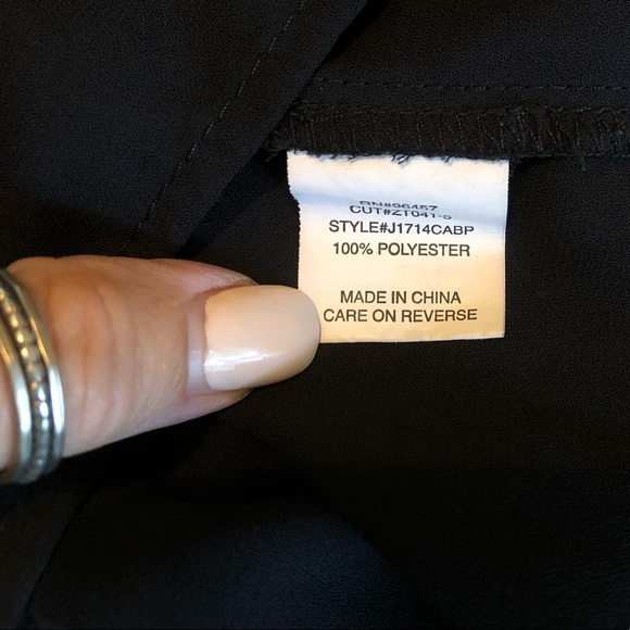 Black Embroidered Tunic Blouse Gold Exposed Zipper - Picture 10 of 11